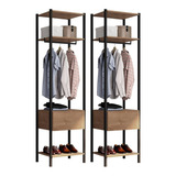 Kit 2 Guarda Roupas Closet 1 Gaveta 540a Oxford Preto/demoli