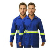 Kit 2 Jalecos Uniformes Com Refletivo Manga Longa E Botão