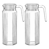 Kit 2 Jarras Vidro 1 Litro Tampa Agua Suco Geladeira Mesa 