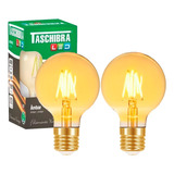 Kit 2 Lâmpada Led Filamento Globo Retro Vintage G80 Taschibr