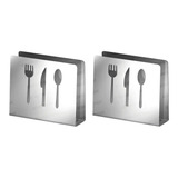 Kit 2 Lindos Porta Guardanapos Em Aço Inox - 10x12x3,5 Cm