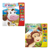 Kit 2 Livros Infantis Bebê Sons De Animais Safari Fazenda