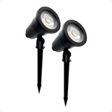 Kit 2 Luminaria Espeto 7w Jardim Branco Quente 3000k Chão