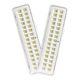 Kit 2 Luminárias Luz De Emergência 30 Leds 2w Bivolt Elgin Cor Branco 100v/240v