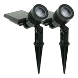 Kit 2 Luminárias Solar Jardim Espeto Spot Preto 6000k 10lm