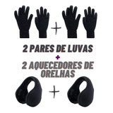 Kit 2 Luvas Inverno + 2 Protetor Ouvido Aquecedor Orelhas