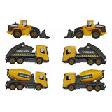 Kit 2 Majorette C/ 3 Miniaturas Construção Serie Volvo 1/64 