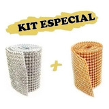 Kit 2 Manta De Strass Original Prata E Dourada 10x45