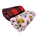 Kit 2 Mantas Soft Cobertor Pet Cachorro Gato Estampadas 