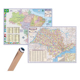 Kit 2 Mapas: Brasil + Estado São Paulo Enrolados Tubo Postal