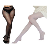 Kit 2 Meias Calça Arrastão Strass Brilho Anita Sexy Fantasia