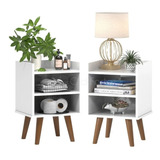 Kit 2 Mesa De Cabeceira Retrô Dream Branco
