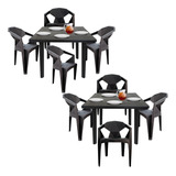 Kit 2 Mesa De Plástico Desmontável E 8 Poltronas Diamond Bar