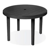 Kit 2 Mesas Plástica Redondo Preto 90 Cms Pés Desmontáveis