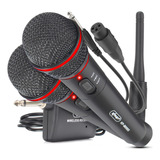 Kit 2 Microfone Duplo Sem Fio