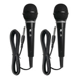 Kit 2 Microfone Karaoke Duplo Igreja Caixa De Som + Cabos 3m