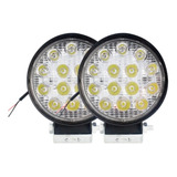 Kit 2 Mini Farol Milha 42w Redondo 14 Leds 12v 24v Universal