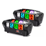 Kit 2 Mini Moving Spider Beam 8 Leds 5w Rgbw Strobo Bivolt