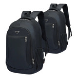 Kit 2 Mochila Bolsa Masculina Escolar Notebook Motoboy Preta