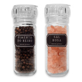 Kit 2 Moedor De Pimenta De Vidro Etiquetas Temperos Pimenta