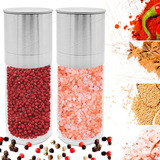 Kit 2 Moedor De Pimenta Em Aço Inox Do Reino E Sal Grosso