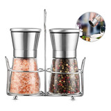 Kit 2 Moedor Triturador 170ml Vidro Temperos Sal Pimenta Top