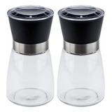 Kit 2 Moedores De Temperos 170ml Lyor Em Vidro Com Moinhos D