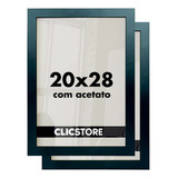 Kit 2 Moldura 20x28 Quadro Acetato Poster Porta Retrato Foto Cor Preto Liso