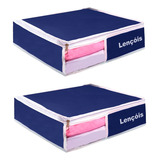 Kit 2 Organizadores Para Lençol Em Nylon - Azul Marinho