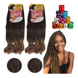 Kit 2 Pacotes Cabelo Jumbo Super X Para Tranças 400g + Anéis