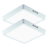Kit 2 Painel Plafon De Led 18w Sobrepor Quadrado + Reator Cor Branco Frio 110v/220v
