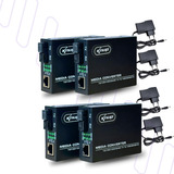 Kit 2 Par Conversor Mídia Gigabit Fibra Óptica 1000 Mbps Ab