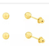 Kit 2 Pares Brinco Ouro 18k Recem Nascido Bebe Segundo Furo