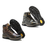 Kit 2 Pares Coturno Bota Ref810 Cat 100% Couro Palmilha Gel