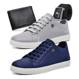 Kit 2 Pares Tênis Polo Fran Sapato Masculino Carteira Cinto
