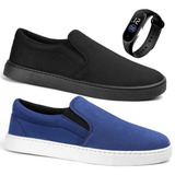 Kit 2 Pares Tênis Sapatenis Masculino Polo Sem Cadarço Leve
