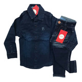Kit 2 Peças Camisa Jeans Calça Jeans Infantil Menino 1 2 3 