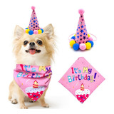 Kit 2 Peças Chapéu + Bandana Festa Aniversário Pet Cachorro 