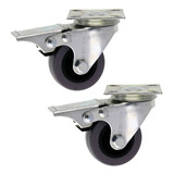 Kit 2 Peças Rodízio Placa Giratoria 50mm Com Trava Starfer