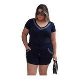 Kit 2 Peças Vestido Com Fenda + Conjunto Shorts Blusa Pedras