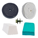 Kit 2 Pedra Massa + 2 Rodas 10 Cm + Adaptador Polimento Inox