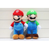 Kit 2 Pelúcias Super Mário Bros 25cm - Mário, Luigi