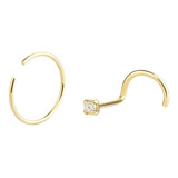 Kit 2 Piercings Nariz Ouro 18k