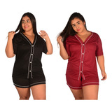Kit 2 Pijama Americano Plus Size Curto Roupa Dormir Feminina
