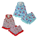 Kit 2 Pijama Baby Doll Menina 100% Algodão Confortável Verão