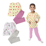 Kit 2 Pijama Comprido Infantil Menina Roupa Bebe Algodão