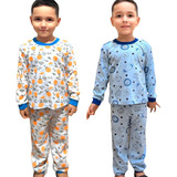 Kit 2 Pijama Infantil Conjunto Menino Frio Manga Longa Leve