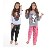 Kit 2 Pijamas Infantil Inverno Menina Calça E Manga Longa
