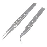 Kit 2 Pinça De Precisão Inox Estática Anti Magnética Reparos