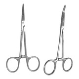Kit 2 Pinça Halstead Mosquito Reta E Curva 12cm - Cooperflex